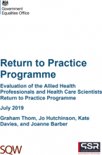 Return to Practice Programme: evaluation of the Allied Health Professionals and Health Care Scientists Return to Practice Programme